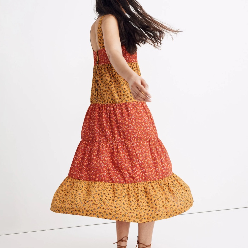 Madewell Button-back Tiered Midi Dress